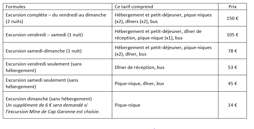 tarifs